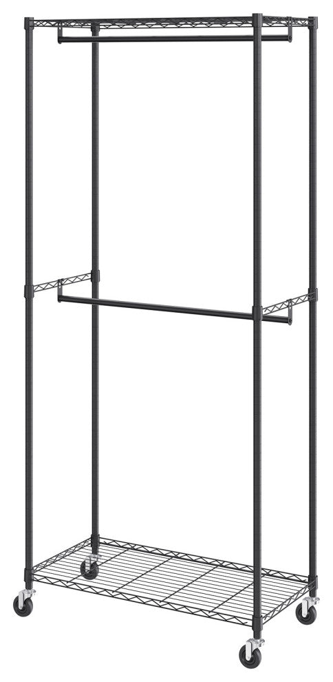 VEVOR Clothes Rack Heavy Duty Clothing Garment Rack Double Hanging Rods 300 lbs