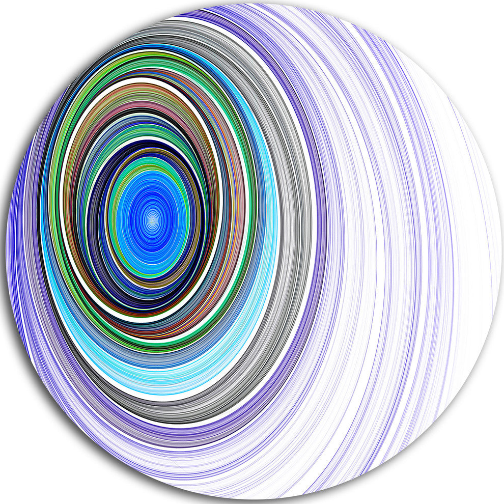 Endless Tunnel Purple Ripples, Abstract Digital Round Wall Art, 23"