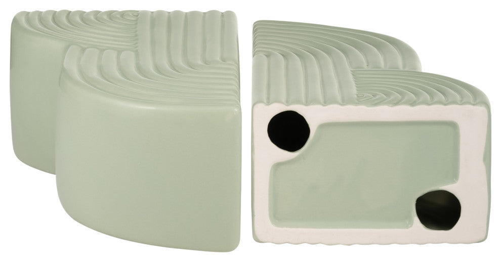 Ceramic Set of 2 13X10" Arches Bookends, Cucumber