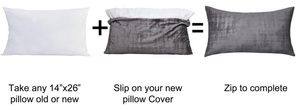 Velvet 2 Piece Lumbar Pillow Cover Set, Steeple Gray, 2 Piece, 14"x26"