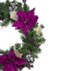 24" Two-Tone Pine with Purple Poinsettias Silver Pine Cones and Berries Wreath