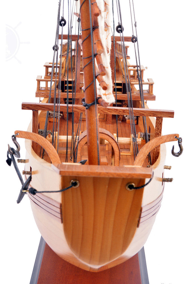 Chinese Junk Natural Finish Wooden Handcrafted boat model