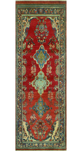 Fine Vintage Distressed Kyleigh Red/Blue Runner, 3'7x10'11