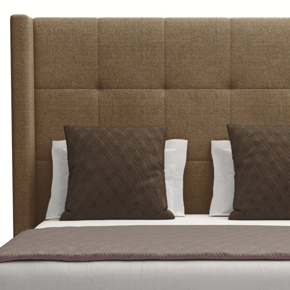 Nativa Interiors Aylet Tufted Bed, Brown, Queen, Medium Headboard