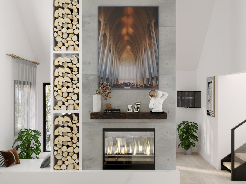 Rough Hewn Fireplace Shelf Mantel, Dark Chocolate Oak, 60"