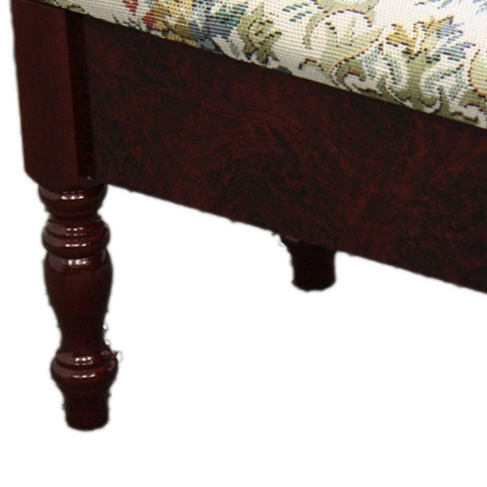 Oak Traditional Tapesty Foot Stool With Storage