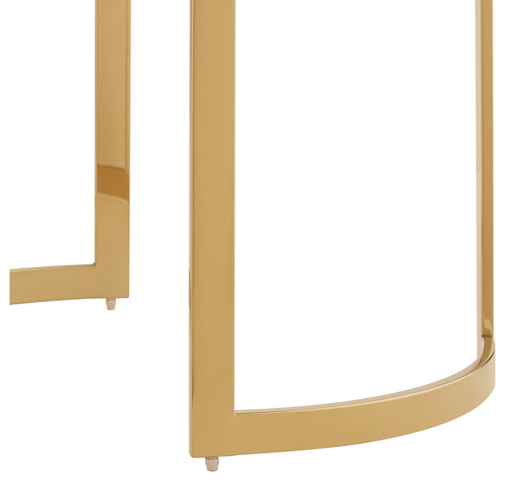 Inspired Home Xayden End Table, Mirrored Top, Gold