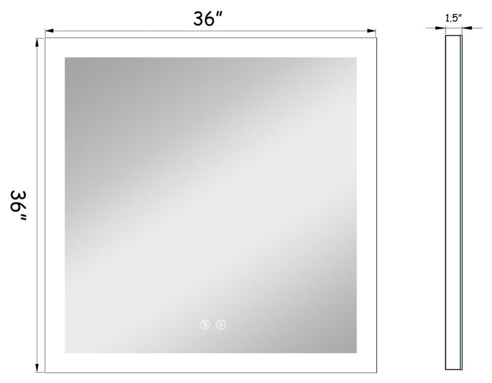 Vanity LED Lighted Backlit Wall Mounted Bathroom Mirror, 36x36", 2 Buttons