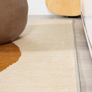 Cirkel Minimalist Geometric Dot Machine-Washable Area Rug, Cream/Rust, 2x8
