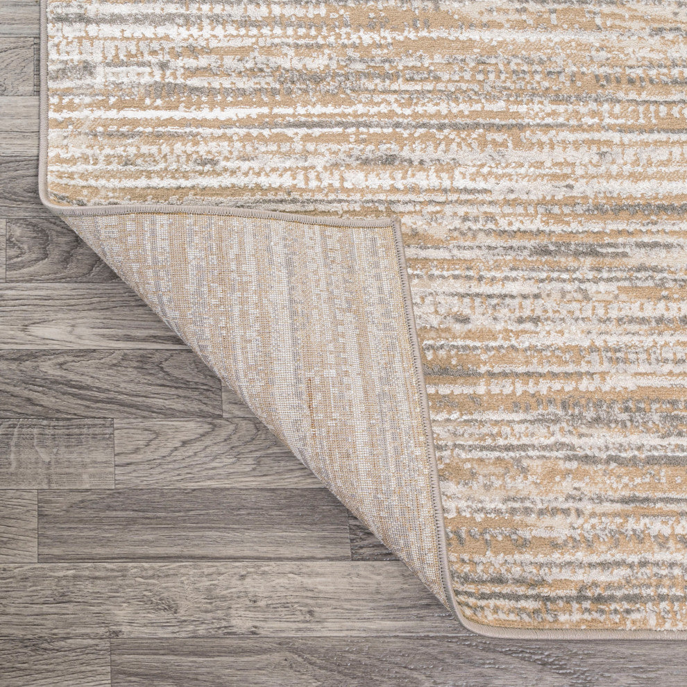 Loom Modern Strie' Beige/Gray 5 ft. x 8 ft. Area Rug