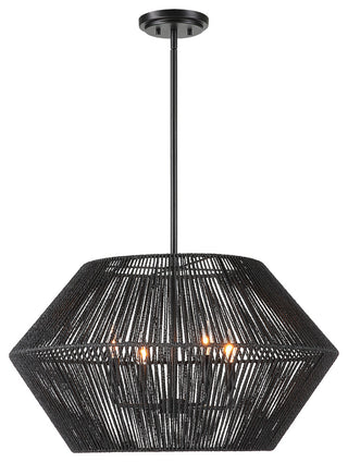 Uttermost Suva 4-LIght Black Rope Pendant