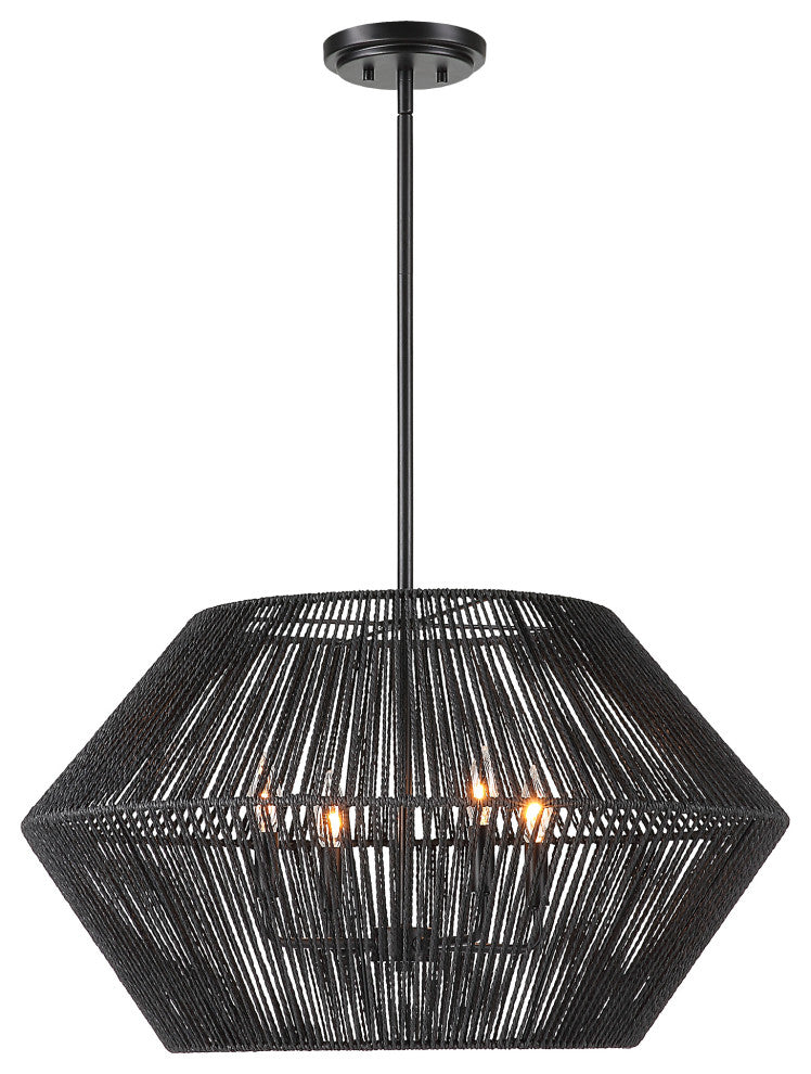 Uttermost Suva 4-LIght Black Rope Pendant