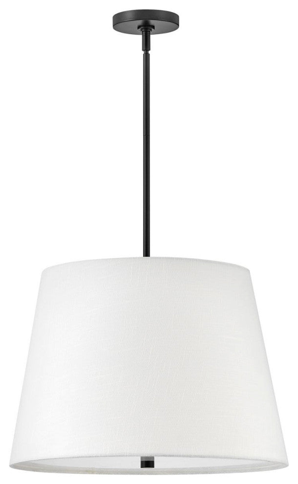 Lark Beale 20" Large Convertible Pendant Light, Black + White Linen