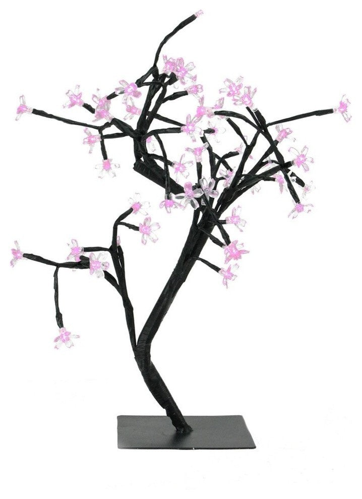 18" LED Lighted Japanese Sakura Blossom Flower Tree, Pink Lights