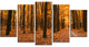 Yellow Trees and Fallen Leaves, Modern Forest Canvas Art, 60"x32", 5 Panels