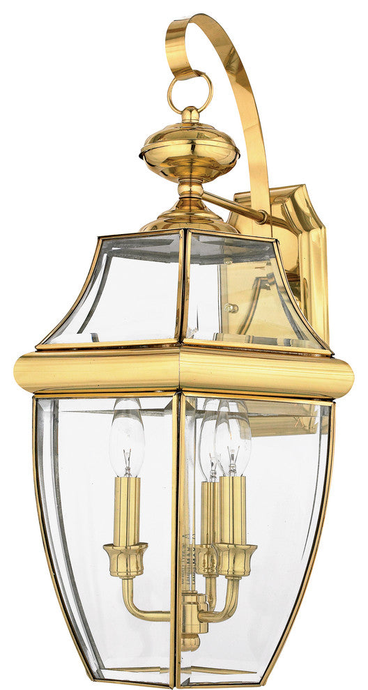 Quoizel NY8318B Three Light Outdoor Wall Lantern Newbury Polished Brass