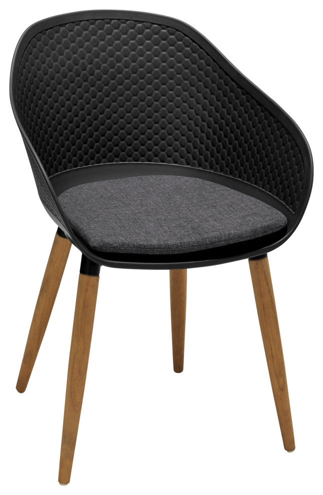 Ipanema Outdoor Dining Chair with Teak Legs and Dark Grey Olefin - Set of 2