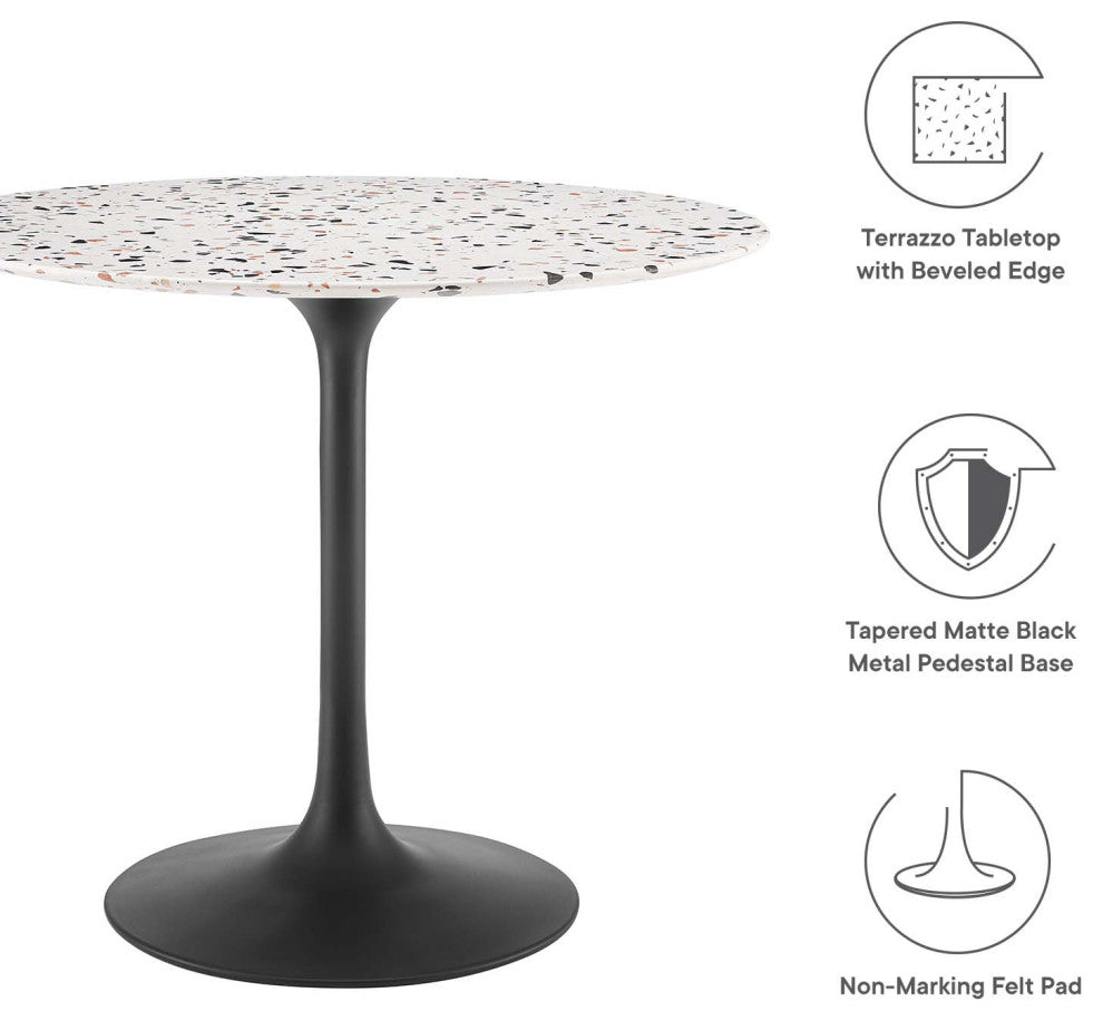 Lippa 36" Round Terrazzo Dining Table, Black White