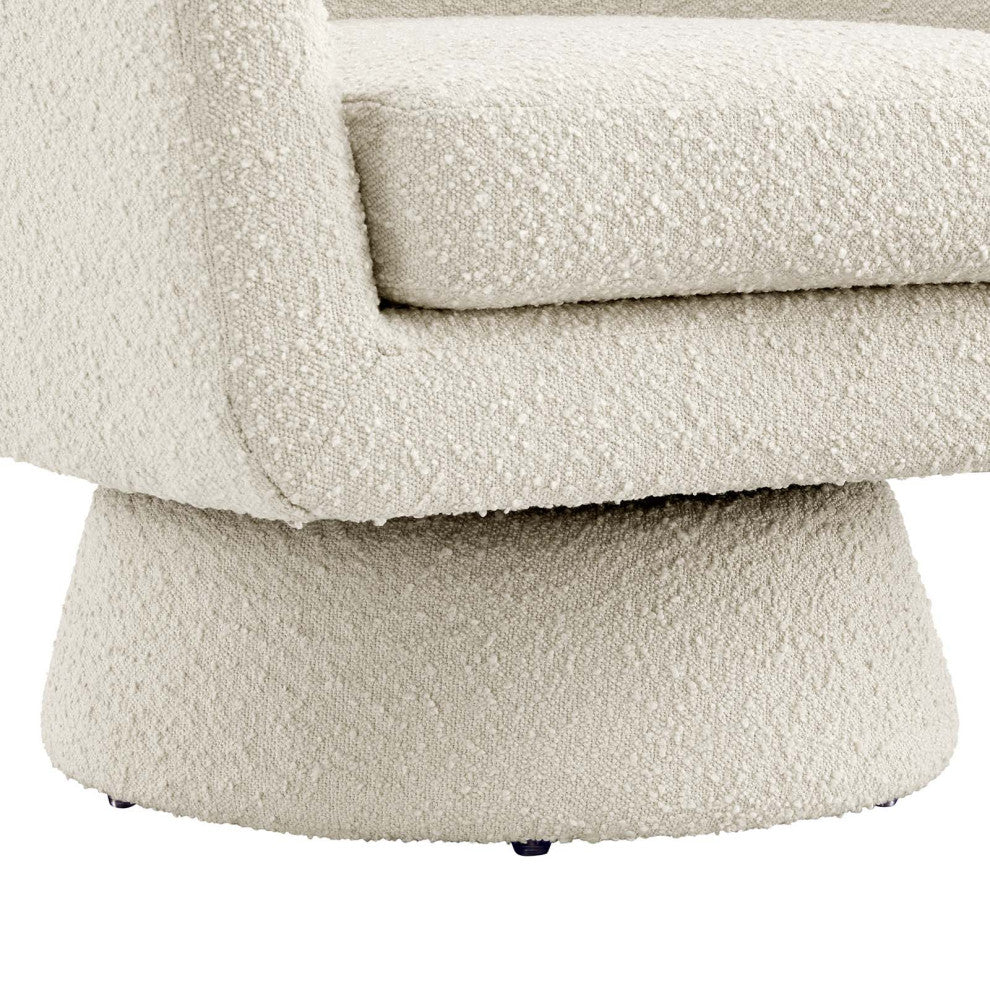Astral Boucle Fabric Boucle Fabric Swivel Chair, Ivory