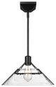 Golden Lighting Kepler Medium Pendant, Matte Black With Water Glass Shade