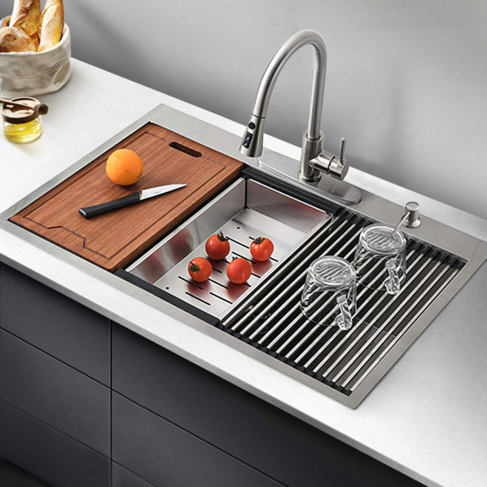 30" double hole single basin undermount kitchen sink