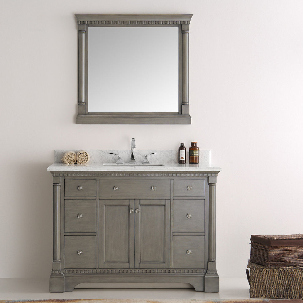 Fresca Kingston 48" Antique Silver Traditional Bathroom Vanity With Mirror
