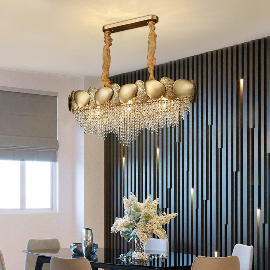 Gold Plated Crystal LED Modern Dining Room Chandelier