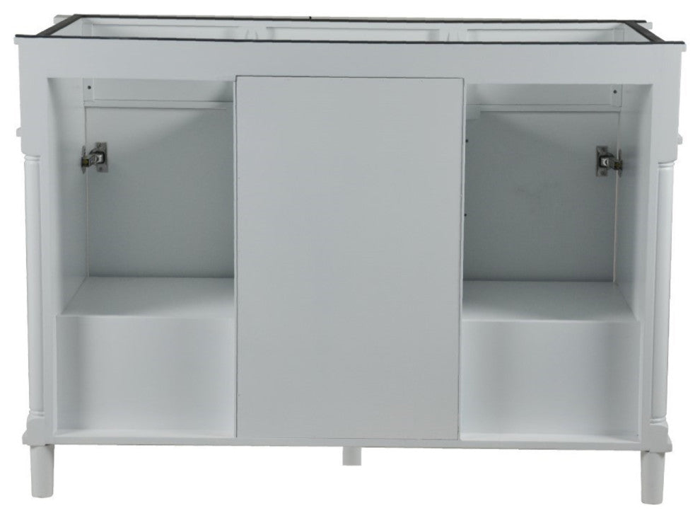 48" Double Vanity, White With White Carrara Marble Top