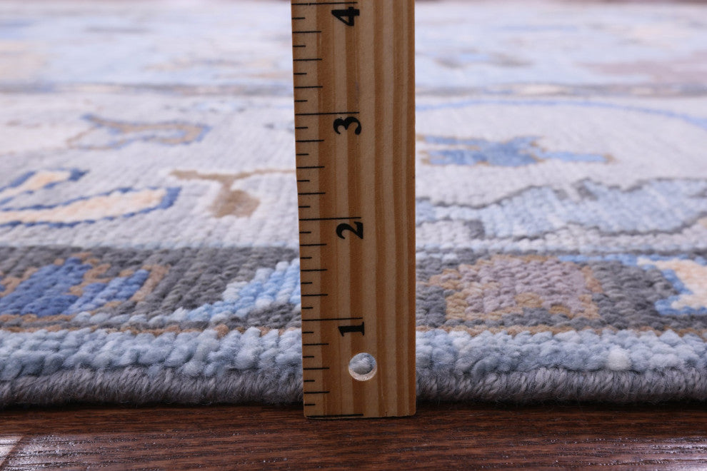 9' Square Hand-Knotted Turkish Oushak Wool Rug - Q13576