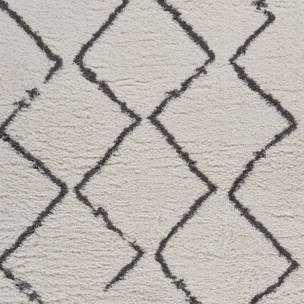 8" x 10" Cream and Gray Geometric Fringe Area Rug