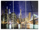 "Night Colors Over Brooklyn Bridge" Photo Metal Wall Art, 3 Panels, 36"x28"
