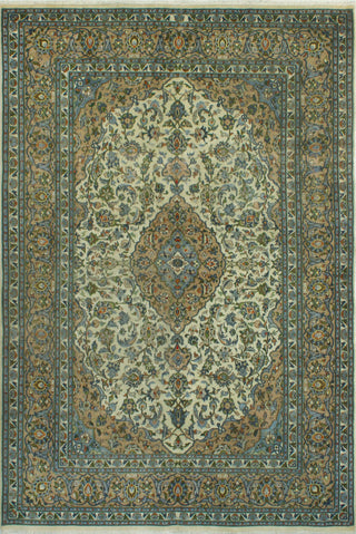 Fine Vintage Tabriz Allison Ivory/Beige Rug, 6'3 x 9'3