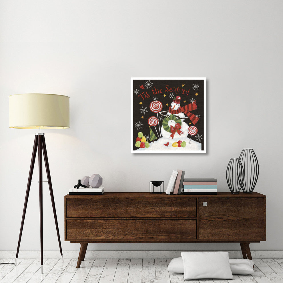 "Sweet Snowmen III Black" Digital Paper Print by Anne Tavoletti, 32"x32"