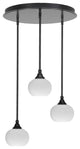 Empire 3-Light Cluster Pendalier, Matte Black/White Muslin
