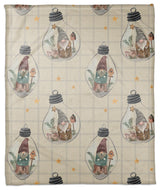 Cream and Gray Check Gnome Globe Pattern 50x60 Coral Fleece Blanket