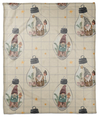 Cream and Gray Check Gnome Globe Pattern 50x60 Coral Fleece Blanket