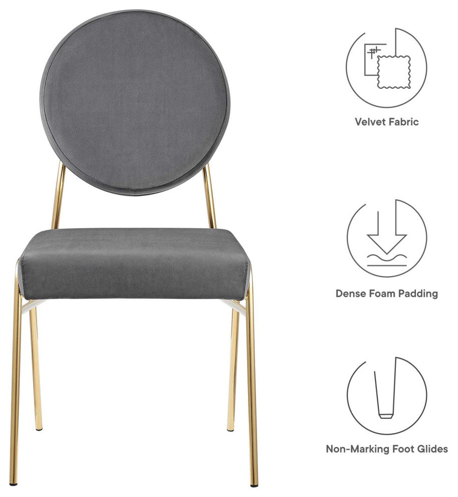 Craft Performance Velvet Dining Side Chair, Gold Gray