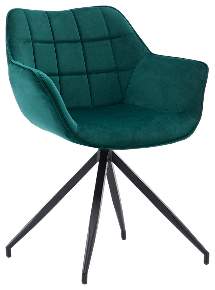 Square Tufted Spider Legs Velvet Accent Chair, Atrovirens