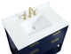 36" Single Bathroom Vanity, Blue, With Backsplash