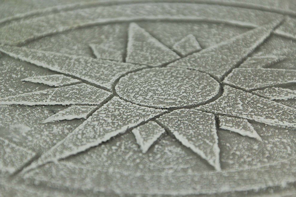 3 Compass Design Natural Gray Finish Round Cement Stepping Stones/Wall Hangings