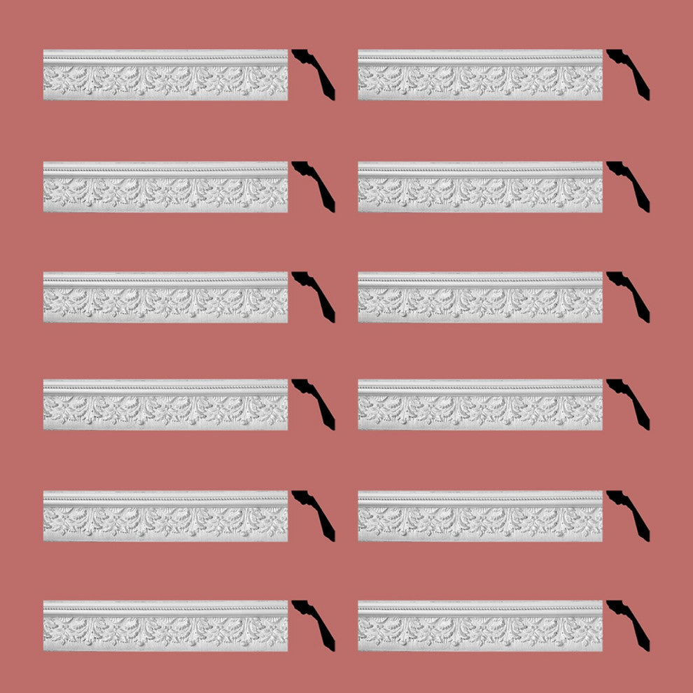Cornice White Urethane Leaf Ornate Design 12 Pieces Totaling 888" Length