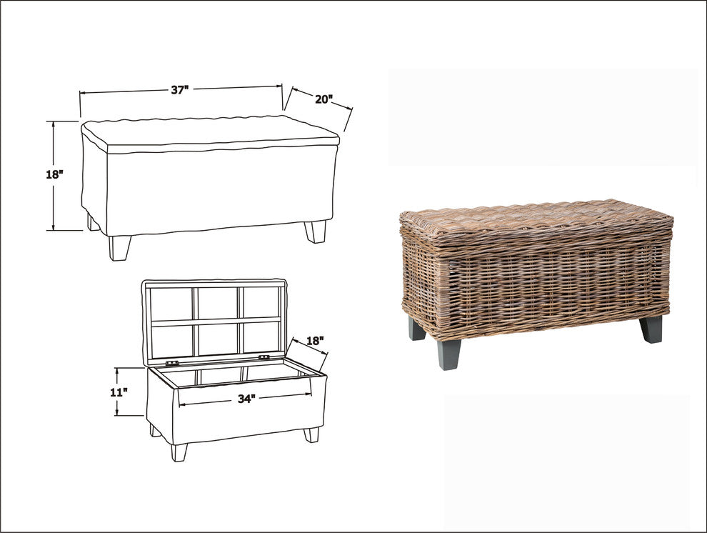 East at Main Hayward Kuba Brown Rectangular Rattan Coffee Table