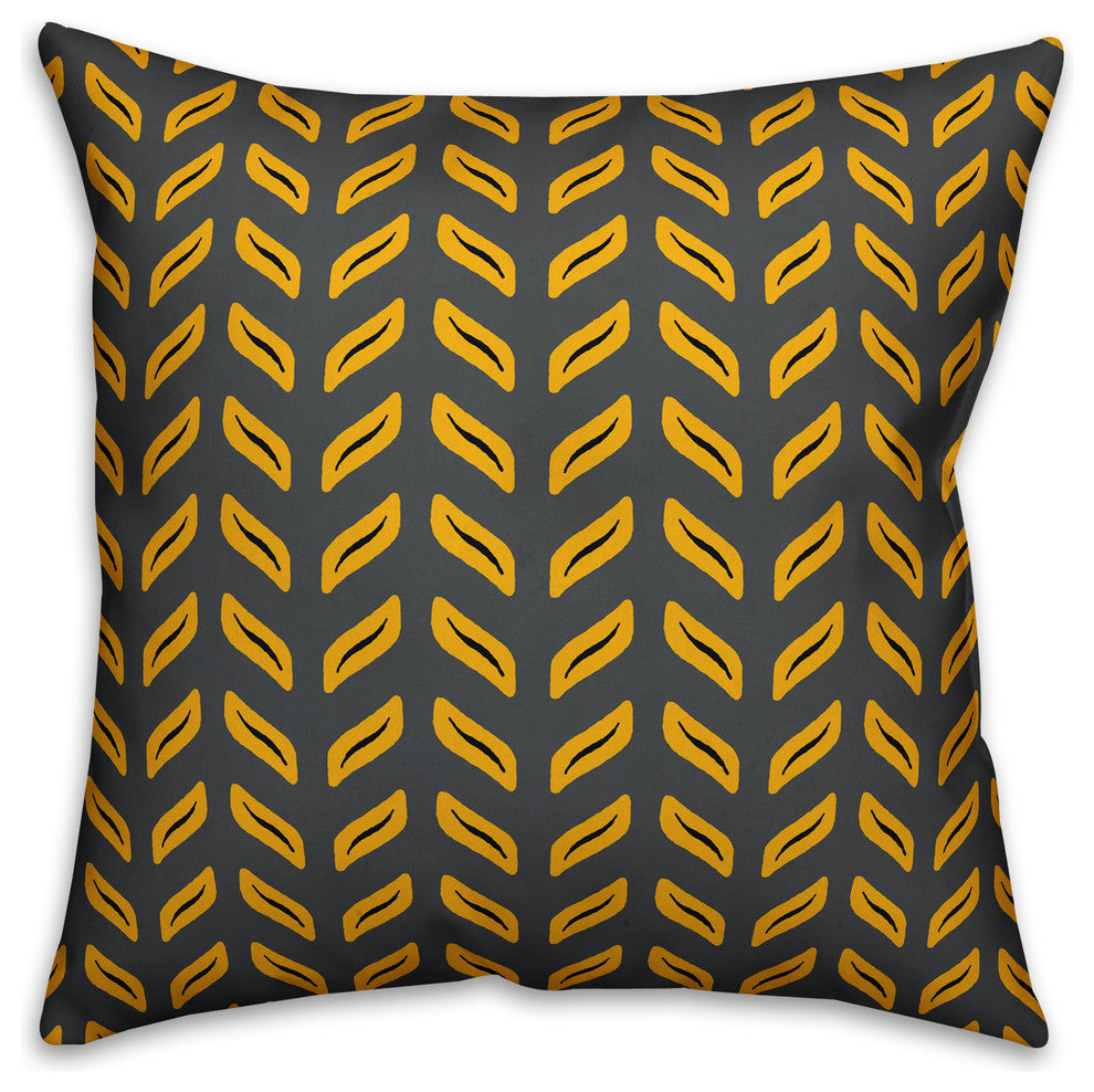 Tire Track Pattern, Yellow Outdoor Throw Pillow, 18"x18"