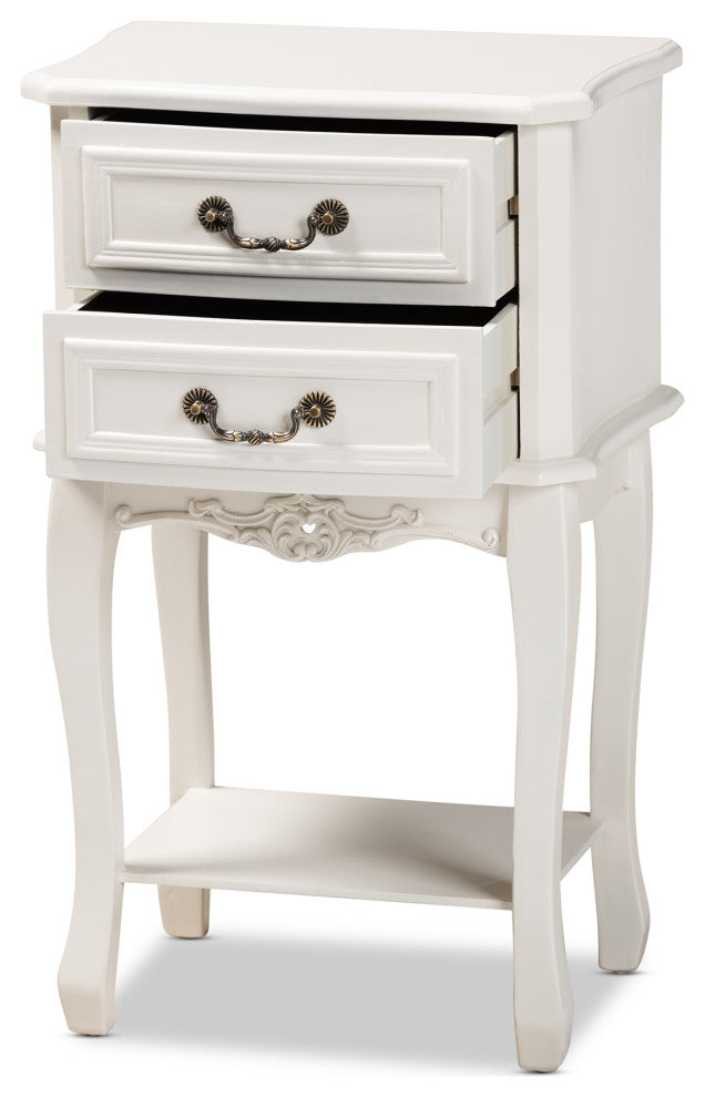 Gabrielle Traditional Provincial White-Finished 2-Drawer Wood End Table