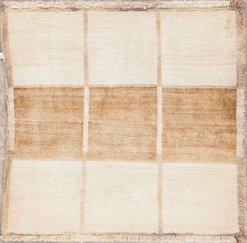 Consigned, Hand-Knotted Persian Oriental Wool Vintage Area Rug, Beige, 3'x3'
