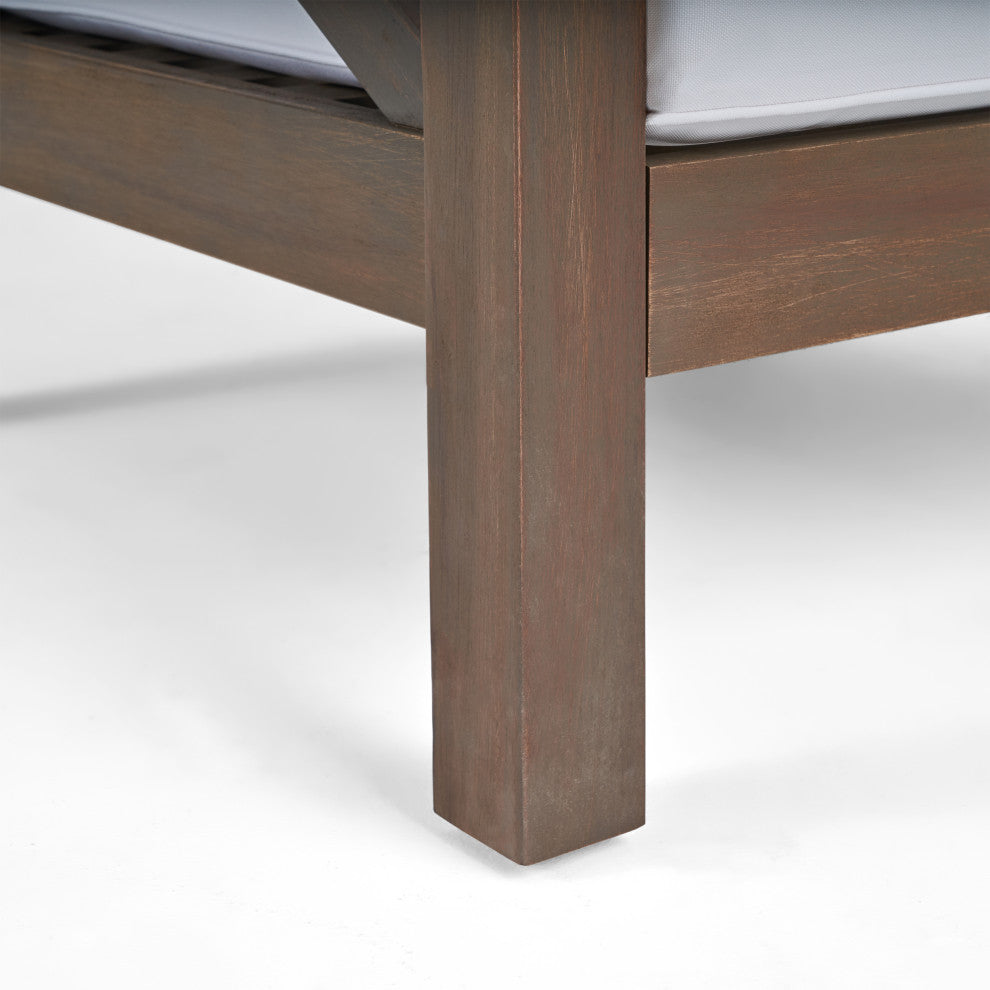 Morgan Outdoor 6 Seater Acacia Wood Sofa Chat Set, White