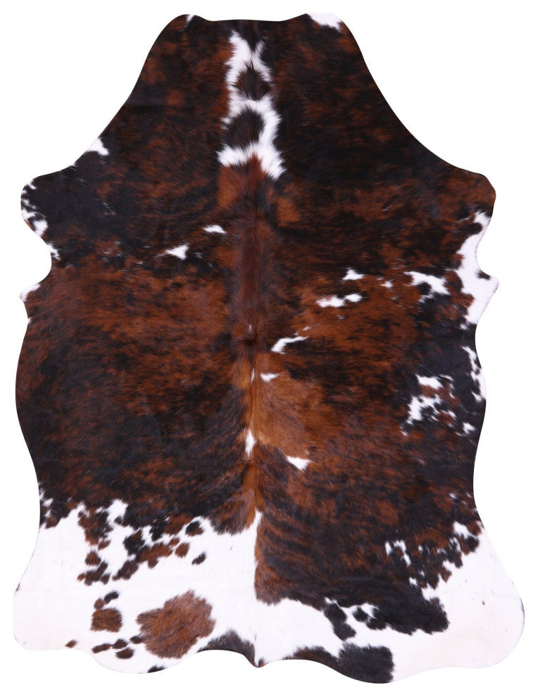 6' 8" X 5' 2" Tricolor Natural Cowhide Rug C2267