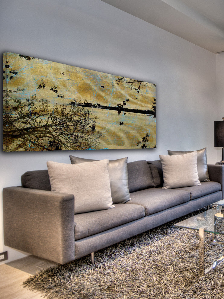 "Golden Bay Blue" Painting Print on Canvas by Tracy Silva Barbosa
