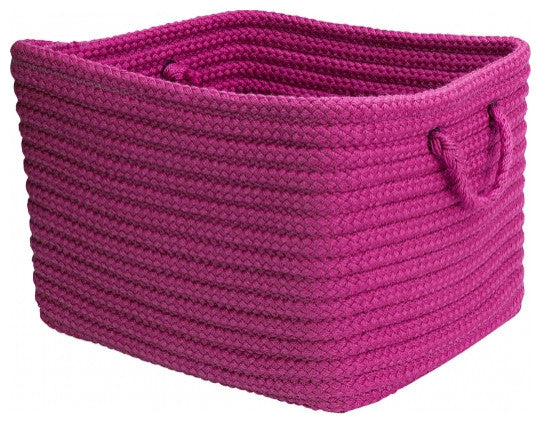 Colonial Mills Basket Modern Farmhouse Braided Mudroom Bright Pink Rectangle