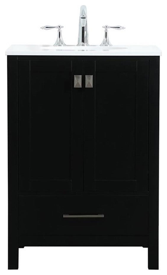 Elegant Decor Irene 24" Zinc Alloy and MDF Single Bathroom Vanity in Black